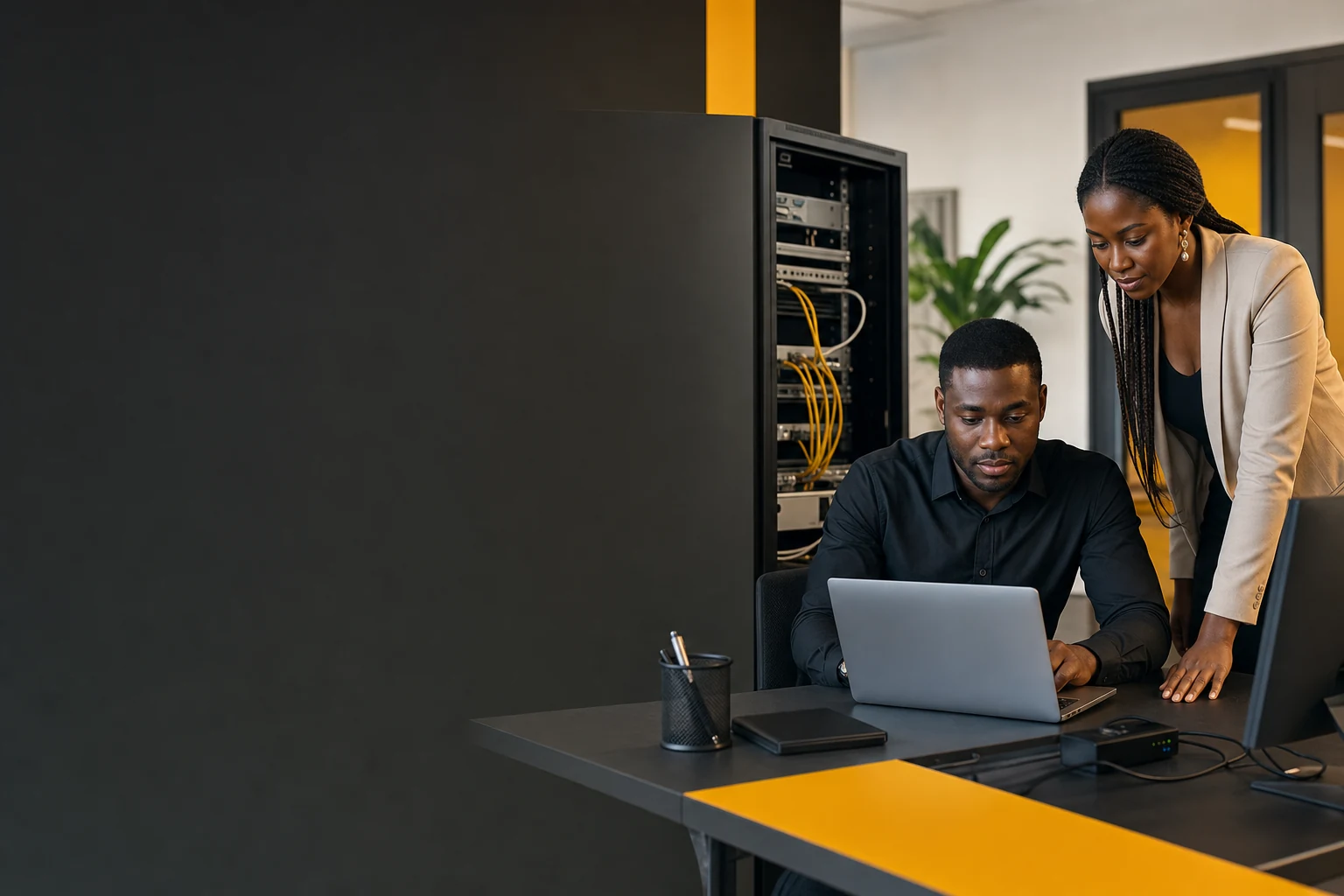 Technicien informatique sénégalais accompagnant une entreprise